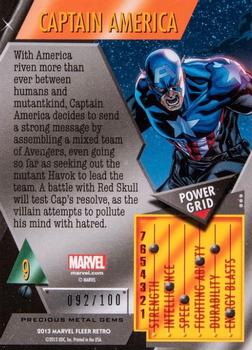 2013 Fleer Retro Marvel  - Precious Metal Gems Red #9 Captain America Back