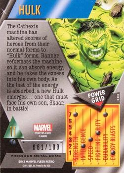 2013 Fleer Retro Marvel  - Precious Metal Gems Red #11 Hulk Back