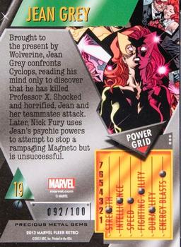 2013 Fleer Retro Marvel  - Precious Metal Gems Red #19 Jean Grey Back