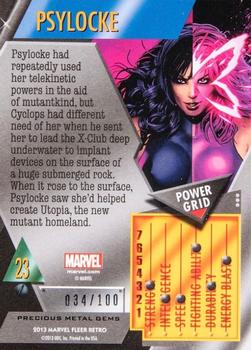 2013 Fleer Retro Marvel  - Precious Metal Gems Red #23 Psylocke Back