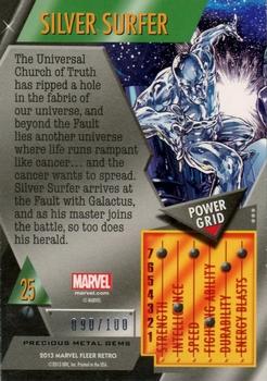 2013 Fleer Retro Marvel  - Precious Metal Gems Red #25 Silver Surfer Back