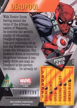 2013 Fleer Retro Marvel  - Precious Metal Gems Red #27 Deadpool Back