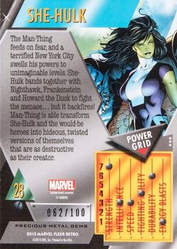 2013 Fleer Retro Marvel  - Precious Metal Gems Red #28 She-Hulk Back