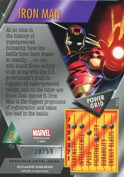 2013 Fleer Retro Marvel  - Precious Metal Gems Blue #8 Iron Man Back