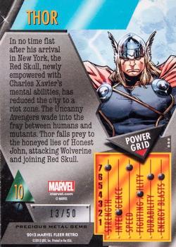 2013 Fleer Retro Marvel  - Precious Metal Gems Blue #10 Thor Back