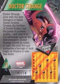 2013 Fleer Retro Marvel  - Precious Metal Gems Green #13 Doctor Strange Back