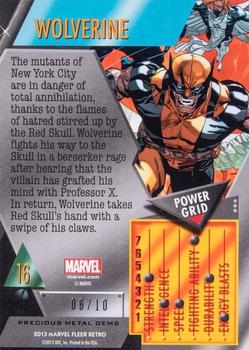 2013 Fleer Retro Marvel  - Precious Metal Gems Green #16 Wolverine Back