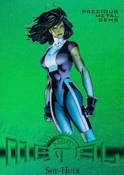 2013 Fleer Retro Marvel  - Precious Metal Gems Green #28 She-Hulk Front