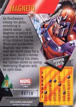 2013 Fleer Retro Marvel  - Precious Metal Gems Green #36 Magneto Back