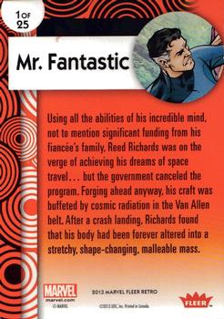 2013 Fleer Retro Marvel  - Retro Stickers #RS1 Mr. Fantastic Back
