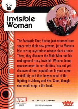 2013 Fleer Retro Marvel  - Retro Stickers #RS2 Invisible Woman Back