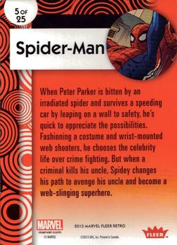 2013 Fleer Retro Marvel  - Retro Stickers #RS5 Spider-Man Back