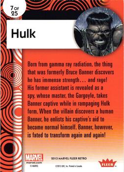2013 Fleer Retro Marvel  - Retro Stickers #RS7 Hulk Back