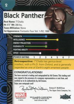 2013 Fleer Retro Marvel  - Base Autograph Parallel #2 Black Panther / Adi Granov Back