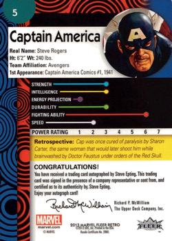 2013 Fleer Retro Marvel  - Base Autograph Parallel #5 Captain America / Steve Epting Back