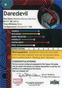 2013 Fleer Retro Marvel  - Base Autograph Parallel #9 Daredevil / Chris Samnee Back