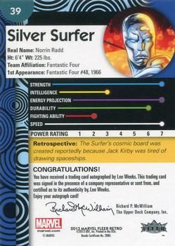 2013 Fleer Retro Marvel  - Base Autograph Parallel #39 Silver Surfer / Lee Weeks Back