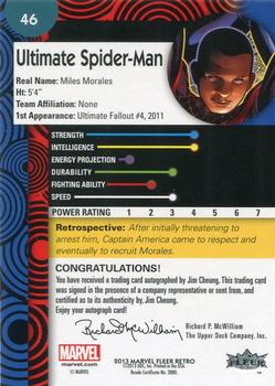 2013 Fleer Retro Marvel  - Base Autograph Parallel #46 Ultimate Spider-Man / Jim Cheung Back