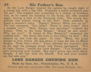1940 Gum Inc. Lone Ranger (R83) #37 His Father's Son Back