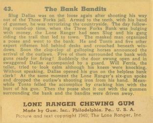 1940 Gum Inc. Lone Ranger (R83) #43 The Bank Bandits Back