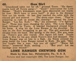1940 Gum Inc. Lone Ranger (R83) #46 Gun Girl Back