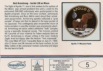 1991 Space Ventures Space Shots Moon Mars #5 Neil Armstrong - Inside LM on Moon Back