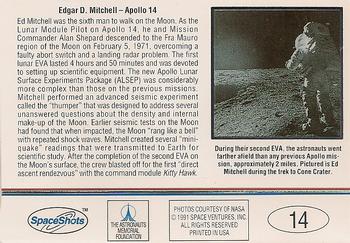 1991 Space Ventures Space Shots Moon Mars #14 Edgar D. Mitchell - Apollo 14 Back