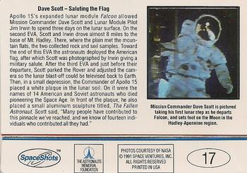 1991 Space Ventures Space Shots Moon Mars #17 Dave Scott - Saluting the Flag Back