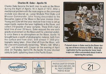 1991 Space Ventures Space Shots Moon Mars #21 Charles M. Duke - Apollo 16 Back