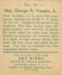 1934 National Chicle Sky Birds (R136) #31 Maj. George A. Vaughn, Jr. Back