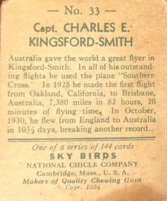 1934 National Chicle Sky Birds (R136) #33 Capt. Charles E. Kingsford-Smith Back