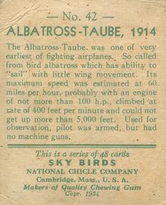 1934 National Chicle Sky Birds (R136) #42 Albatross-Taube, 1914 Back