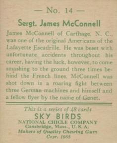1934 National Chicle Sky Birds (R136) #14 Sergt. James McConnell Back