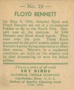 1934 National Chicle Sky Birds (R136) #29 Floyd Bennett Back
