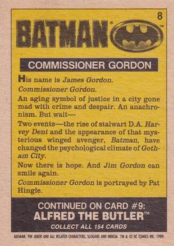 1989 O-Pee-Chee Batman Movie #8 Commissioner Gordon Back