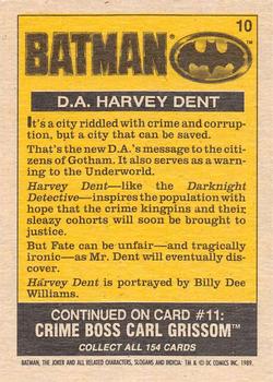 1989 O-Pee-Chee Batman Movie #10 D.A. Harvey Dent Back