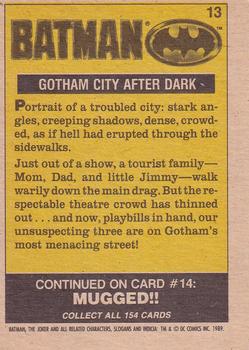 1989 O-Pee-Chee Batman Movie #13 Gotham City After Dark Back