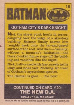 1989 O-Pee-Chee Batman Movie #19 Gotham City's Dark Knight Back
