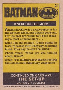 1989 O-Pee-Chee Batman Movie #21 Knox on the Job! Back