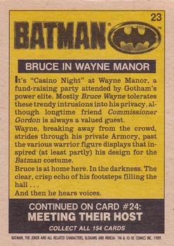 1989 O-Pee-Chee Batman Movie #23 Bruce in Wayne Manor Back