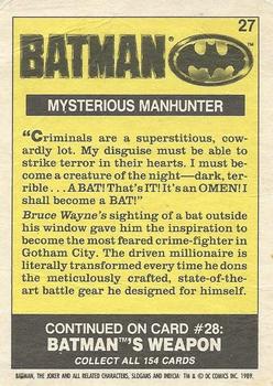 1989 O-Pee-Chee Batman Movie #27 Mysterious Manhunter Back