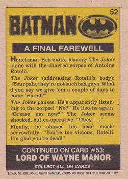 1989 O-Pee-Chee Batman Movie #52 A Final Farewell Back