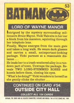 1989 O-Pee-Chee Batman Movie #53 Lord of Wayne Manor Back