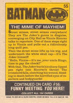 1989 O-Pee-Chee Batman Movie #55 The Mime of Mayhem! Back