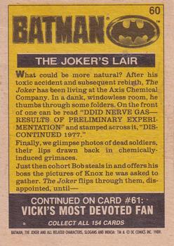 1989 O-Pee-Chee Batman Movie #60 The Joker's Lair Back
