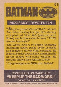 1989 O-Pee-Chee Batman Movie #61 Vicki's Most Devoted Fan Back