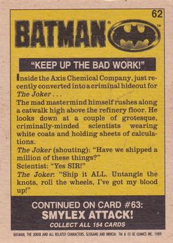 1989 O-Pee-Chee Batman Movie #62 Keep Up the Bad Work! Back