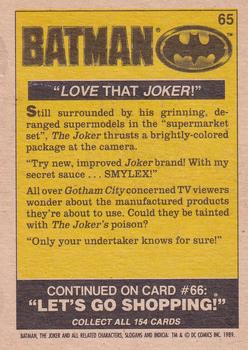 1989 O-Pee-Chee Batman Movie #65 Love that Joker! Back