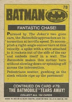 1989 O-Pee-Chee Batman Movie #78 Fantastic Chase! Back