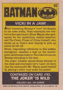 1989 O-Pee-Chee Batman Movie #92 Vicki in a Jam! Back